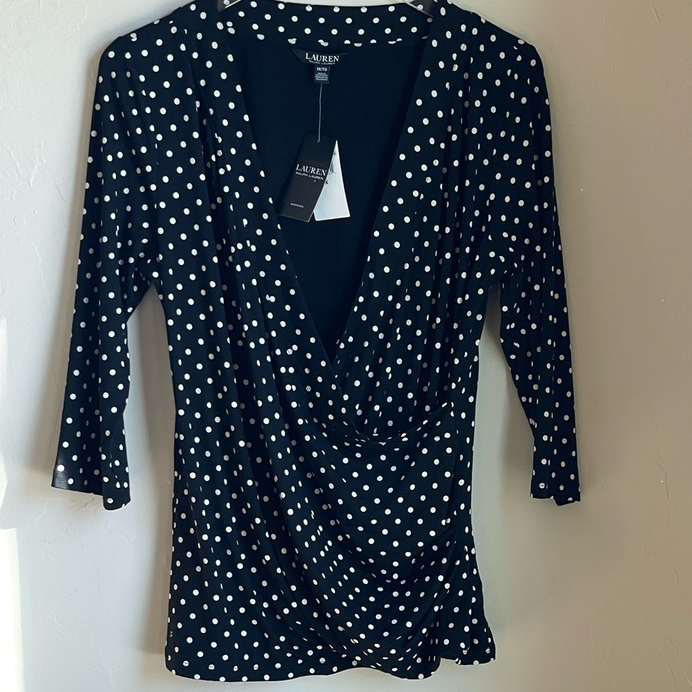 LAUREN RALPH LAUREN | Plus Faux Wrap Jersey Top